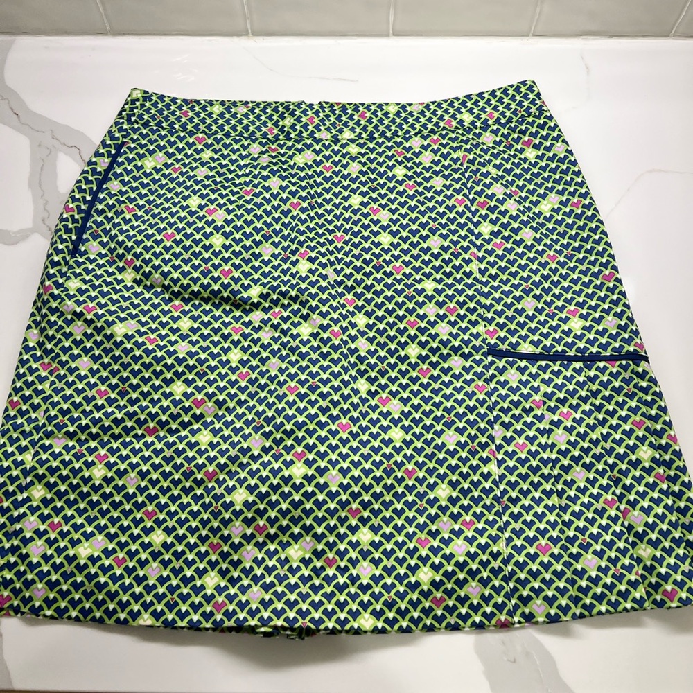 Peter Millar Golf Skort Shell Pattern Green Size 8